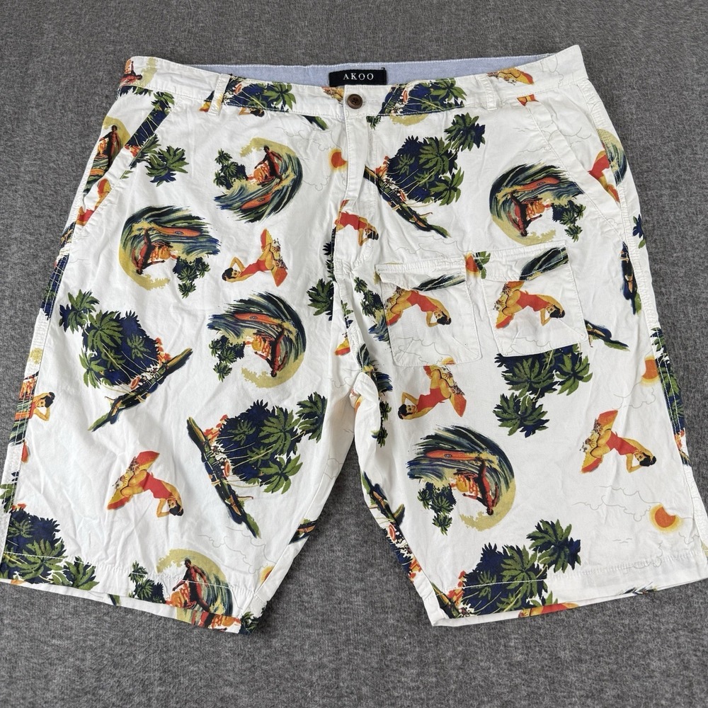 AKOO No Rivals Surf Print Shorts Mens 44 Hawaiian Beach Island Casual Cargo